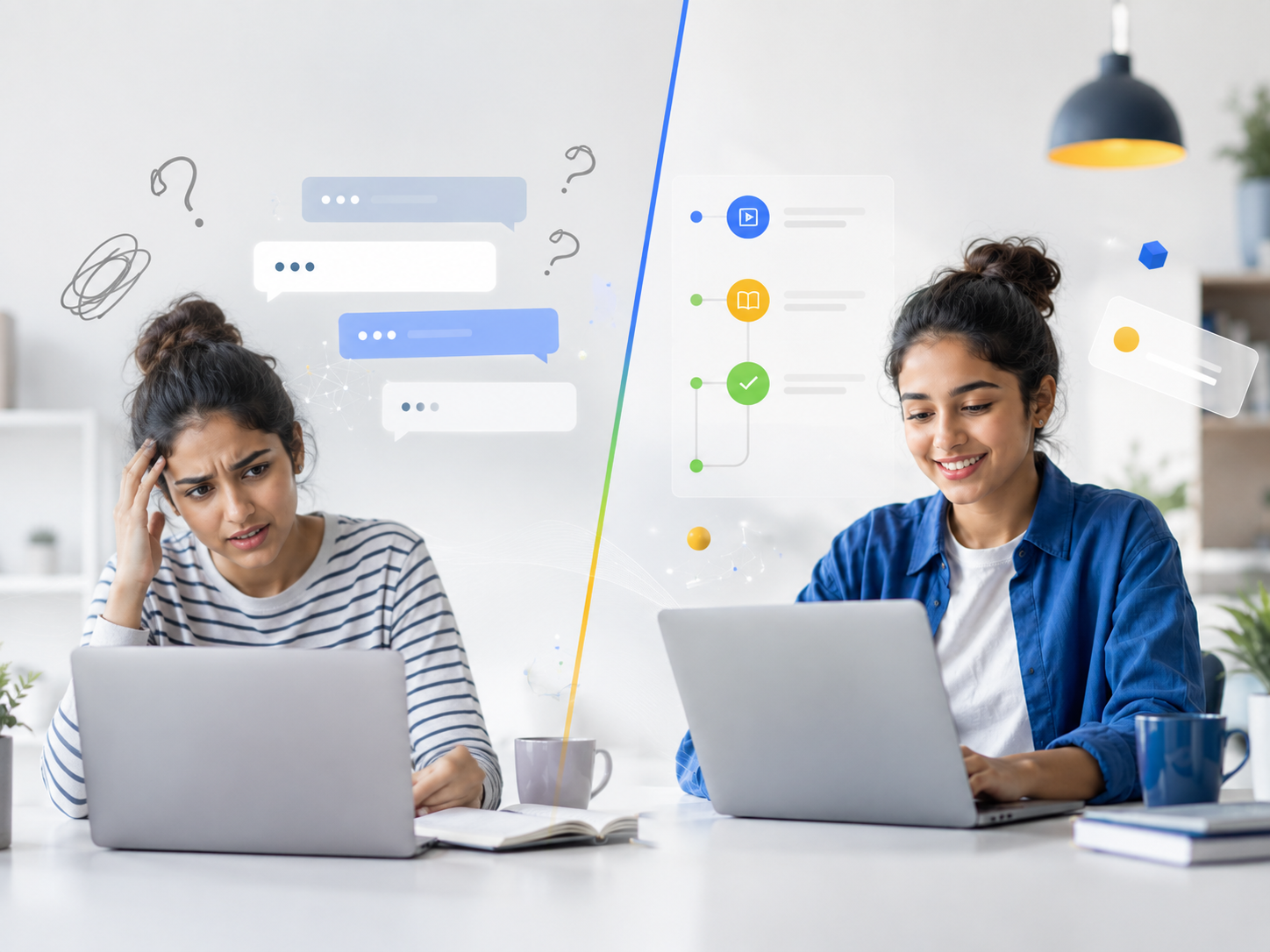 Bavlo guided learning and chatbot difference illustration